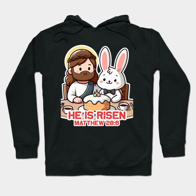 Matthew 28:6 He Is Risen Hoodie by Plushism